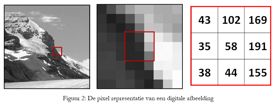 Figuur 2: De pixel representatie van een digitale afbeelding