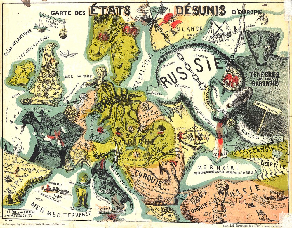 Satirische kaart van Europa 1864