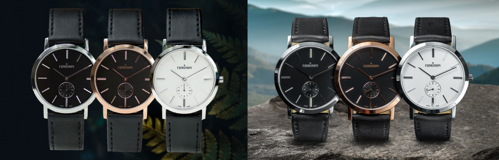 Afbeelding 3: Voorbeeld presentatie Fjordson horloges voor en na.