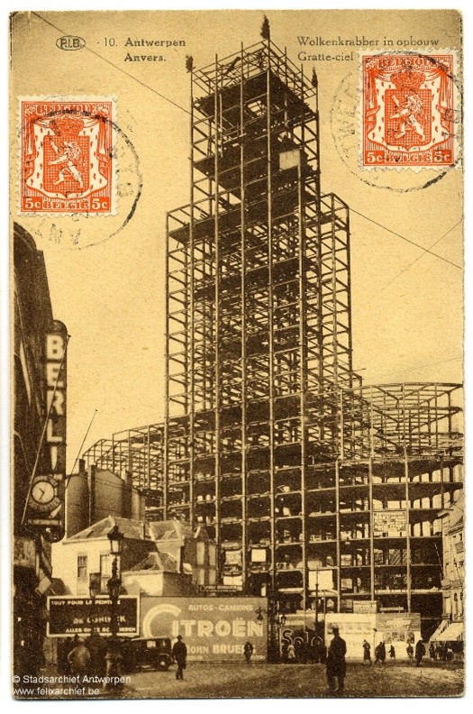 Afbeelding 2.. De Boerentoren in opbouw, ca 1930. SAA, 752#496
