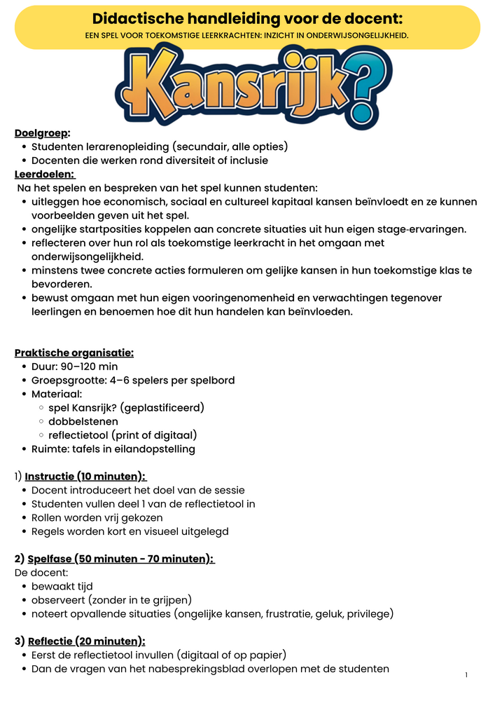 Didactische handleiding voor de docent.
