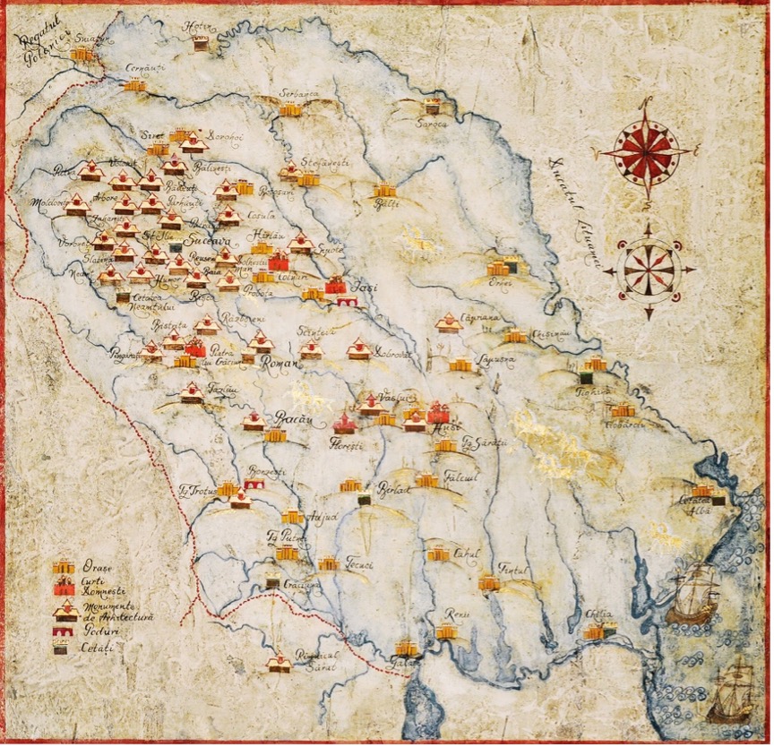 Verspreiding van orthodoxe stichtingen in Moldavië onder Stefanus de Grote (Putna in het noordwesten). Bron: Klooster van Putna.