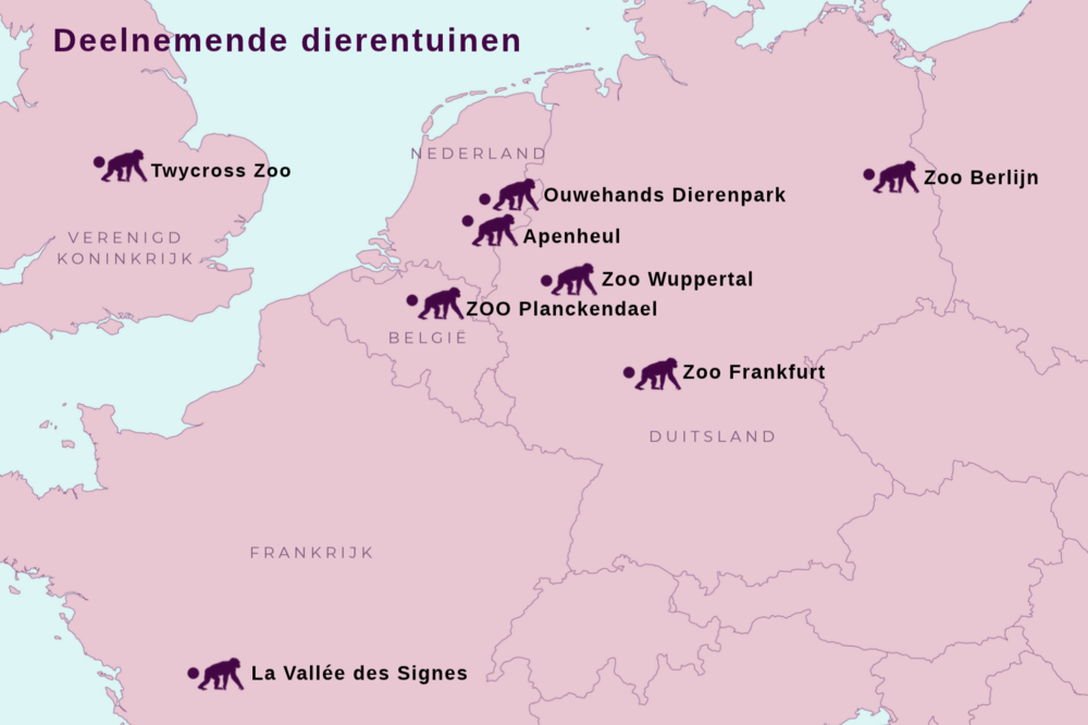 Map van deelnemende dierentuinen